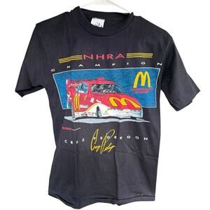 Vtg 90s Cruz Pedregon Mcdonalds Funny Car T-shirt Black LSJ Sportswear Tag S